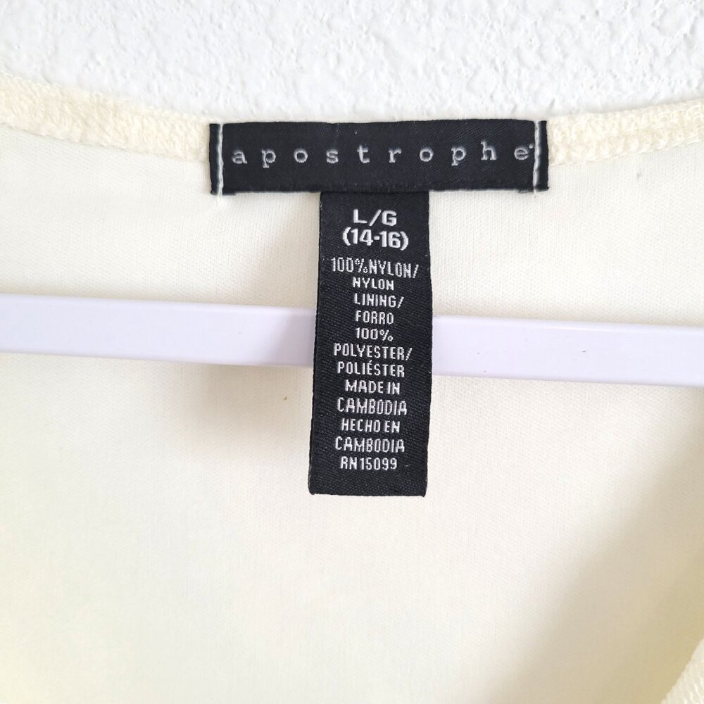 Apostrophe Womens Top Ivory Lace Sleeveless Ruched V Neck Lined Pleated Sz L - Picture 2 of 6
